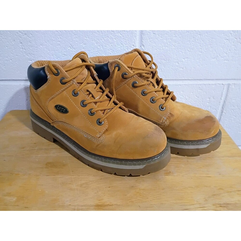 Lugz Men's Wheat Tan Slip Resistant Work Boots Lace Up Ankle Padded Collar